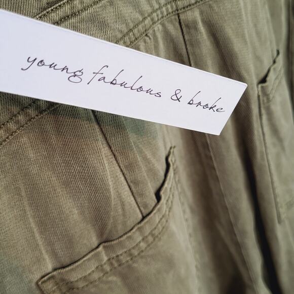 Young Fabulous and Broke Jumpsuit Womens L Olive Button Up Ankle Khari Utility - Picture 8 of 10